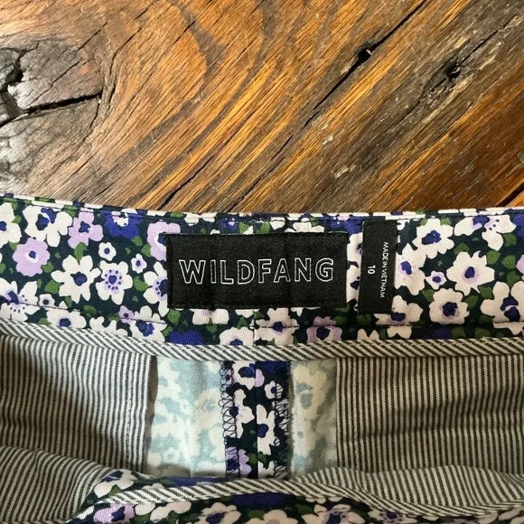 Wildfang Ace Slim Crop Pant Navy Daisy Floral Print Size 10 - Picture 3 of 5
